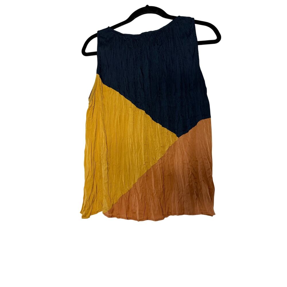 Anthropologie Current Air Orange Navy Yellow Sleeveless Flowy Tank Top Blouse - Picture 5 of 5